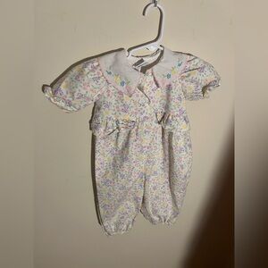 Vintage Osh Kosh Fruit Jumper with Embroidered Fruit Collar and Ruffled Detail